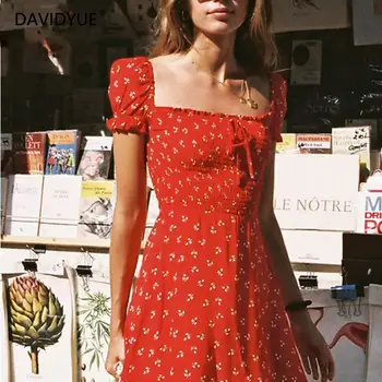 Letní mini šaty ženy elastické elagant vestidos ropa mujer červené šifon beach šaty ležérní jarní korean oblečení 2021