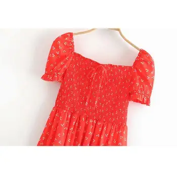 Letní mini šaty ženy elastické elagant vestidos ropa mujer červené šifon beach šaty ležérní jarní korean oblečení 2021