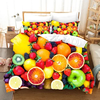 Letní ovoce 3D ložní prádlo set peřinu realistické povlečení povlak na polštář posteli doma textilu