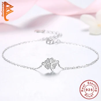 Letní Štěstí, Čtyři-Leaf Clover Zirkony Stříbrný Náramek pro Ženy, Lady Svatební Zásnubní 925 Sterling Silver Šperky Dárek