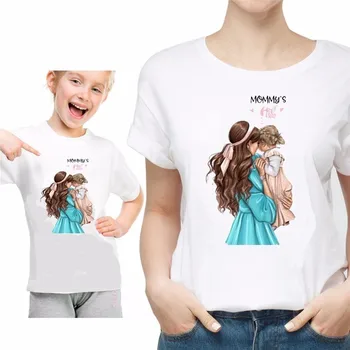 LILIGIRL Bílá Maminka a Mě T-Shirt pro Rodinu Odpovídající Oblečení Karikatura Tisk Matka Dcera Tričko Topy Žena, Dívky Oblečení