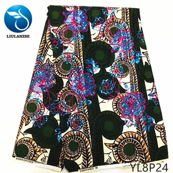 LIULANZHI Africké vosk tkaniny 2019 Nové flitry výšivky vosk, bavlněné tkaniny na šaty 6yards ankara skutečné vosk ML8P18-ML8P28