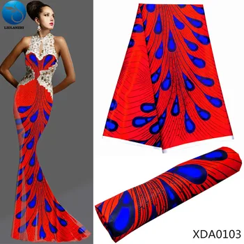 LIULANZHI Červený africký satén tkaniny Nejnovější design napodobil hedvábné tkaniny pro ženy šaty nigerijský saténové látky 5yards XDA01