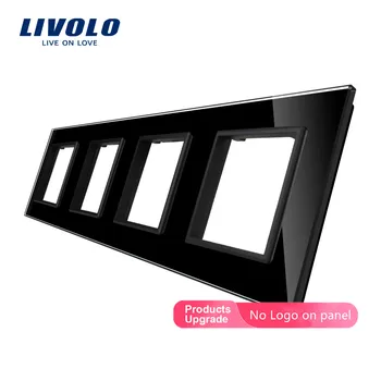 Livolo EU standard, Luxusní Bílý Crystal Glass Panel, 294mm*80mm, Čtyřlůžkový Skleněný Panel pro Zásuvky KUTILSTVÍ, C7-4SR-11