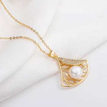 Lnngy Skutečné 14K Zlato Naplněné Řetěz Náhrdelník 8.5-9mm Přírodní Sladkovodní Pearl Sukně Náhrdelník Ženy Zásnubní Přívěsek Perla Šperky