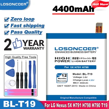 LOSONCOER 4400mAh BL-T19 Baterie pro LG Nexus 5X H791 H798 H790 T19 Batterie Bateria Bezplatné nástroje