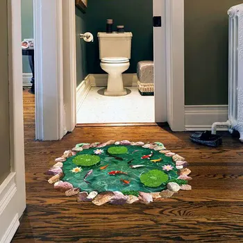 Lotus Rybník Krajina Rybníků Umístěná Koupelna 3D Samolepky na Zeď Home Dekor Děti, Samolepky Muraux Pokoj Dekorace