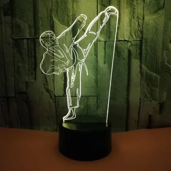 Ložnice Osvětlení Dekor Kreativní 3D LED Vision Gradient Karate Stolní Lampa USB Taekwondo Modelování Noční Světla Pro Děti Dárky