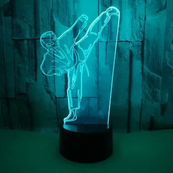 Ložnice Osvětlení Dekor Kreativní 3D LED Vision Gradient Karate Stolní Lampa USB Taekwondo Modelování Noční Světla Pro Děti Dárky