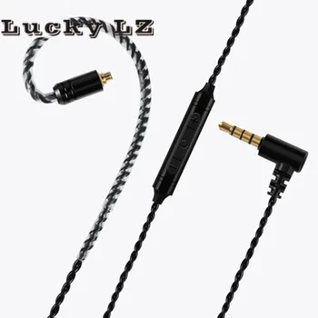 Luckylz postříbřený kabel s mikrofonem kabel 0.78\mmcx ovládání sluchátek upgrade kabel pro T2 T3 BQ3 S2 PRO K2 PT15 PT15 DT6