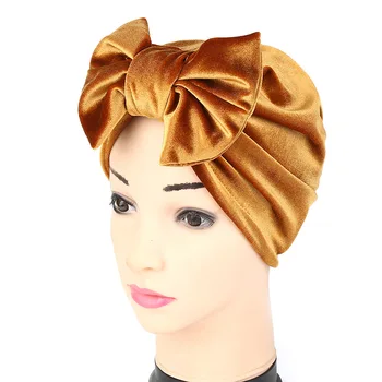 Luk-uzel sametový turban čepice pro ženy muslimské připraveni nosit hidžáb kapota islámský underscarf vnitřní čepice indie zabalte hlavu klobouk