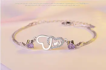 LUKENI Kouzlo Ženy 925 Stříbrné Náramky Šperky Nejvyšší Kvality Crystal Fialové Ženské Nákotníky Náramky Příslušenství Dívka Lady Bijou