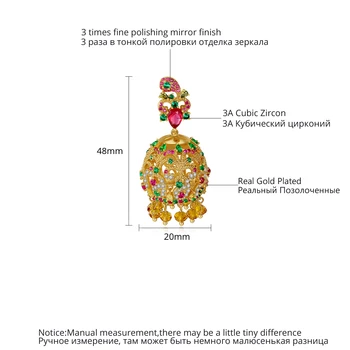LUOTEEMI Nádherné Zlaté Barvě Indian Design Velké Houpat Náušnice pro Ženy, Svatební Barevné CZ Módní Šperky Brincos Dárek