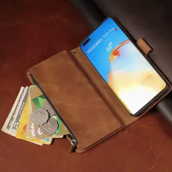 Luxusní Kožená Peněženka Pro Oukitel C15 Pro Případ Magnetické Zip Peněženka Mobilní Retro Peněženka Flip Karta Stojí Oukitel C15 Pro Kryt