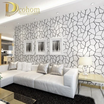 Luxusní Moderní 3D Abstraktní Geometrické Tapety Roll Pro Pokoj Ložnice Obývací pokoj Domácí Dekor Reliéfní tapety Černé A Bílé