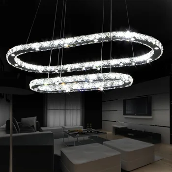 Luxusní Moderní LED Křišťálové Stropní Lustry Prsteny Dlouho Visí Lampa pro Villa Točité Schodiště Lustr Svítidlo Lesk