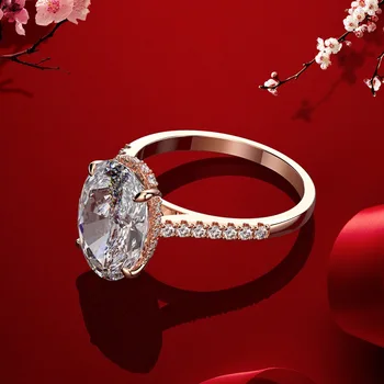 Luxusní Prsteny Pro Ženy Stříbrné Barvy Prsten Svatební Party Dámy Prsten, Dárek Rose Gold Šperků Bílé AAAAA Zirkony Prsteny Pro Dívky