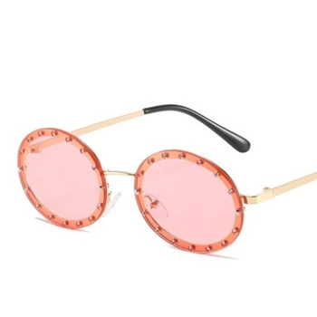 Luxusní Rhinstone Oválné Sluneční Brýle, Ženy, Luxusní Značky Návrhář Módní Oceánu Objektiv Sluneční Brýle Retro Kovové Eyewears Odstíny Pro Muže