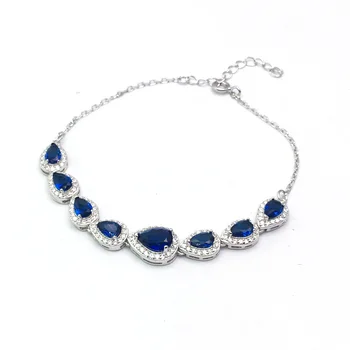 Luxusní Safír Šperky Sady 925 Sterling Silver Vytvořili Sapphire Jemné Šperky Ženy Lady Party Svatební Dárek S Box