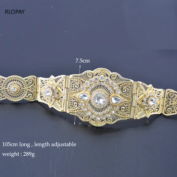 Luxusní Zlaté Barvy Ženy Pás Řetěz Kovový Pásek Šperky Nastavitelná Délka Svatební Spony Bederní Pásy