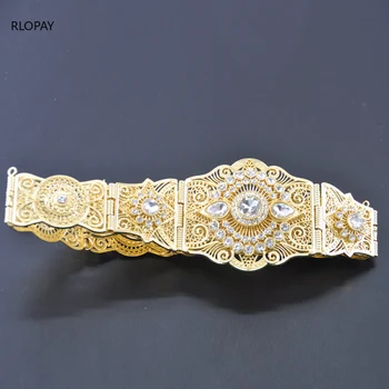 Luxusní Zlaté Barvy Ženy Pás Řetěz Kovový Pásek Šperky Nastavitelná Délka Svatební Spony Bederní Pásy