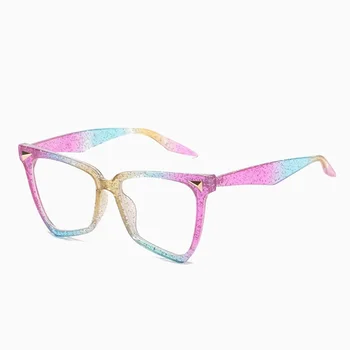Luxusní Značka Lesklé Duhové Brýle Rám Jasné Objektiv Ženy, Móda Kočičí Oko, Brýle Rám Pro Ženy Krátkozrakost Brýle Rám