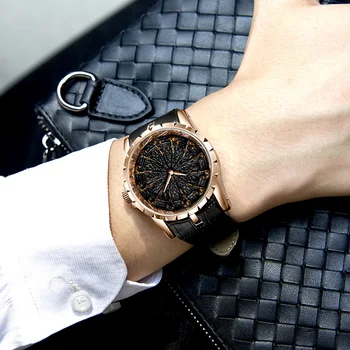 Luxusní značky Japonsko Pohyb Módní Muži Quartz náramkové Hodinky Jedinečný Design knight Dial Kůže hodinky Vodotěsné Hodiny
