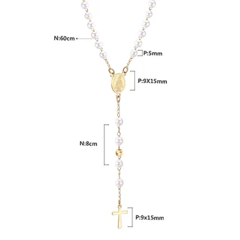 LUXUSTEEL Barevné Ručně vyráběné Kulaté Sklo Korálek Řetězce Náhrdelníky z Nerezové Oceli Růženec Korálek Cross Náhrdelník 2020 Náboženské Šperky