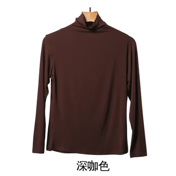 LXS22 Nová plná barva slim fit all-zápas móda casual s dlouhým rukávem t-shirt