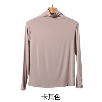 LXS22 Nová plná barva slim fit all-zápas móda casual s dlouhým rukávem t-shirt