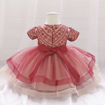 LZH Novorozence Oblečení 2021 Nová Baby Dívky Barev Design bez Ramínek Flitry Krajka Princezna Šaty Sladké Bowknot Party Šaty