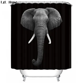 LzL Domů Slon 3D Sprchový Závěs Kreativní, Vtipné Vodotěsné Polyester Sprchový závěs Koupelna Dekorace 12 Háčků