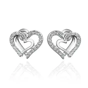 Láska Srdce Série 2 Barvy Náušnice Double Tvaru Srdce Stud Náušnice Ženy Romantické Šperky