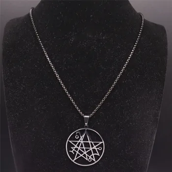 Límec Colgante Satanské LOVECRAFT CTHULHU NECRONOMICON patch satanské Anillo Pin z Nerezové Oceli Náhrdelník Šperky N3038S03