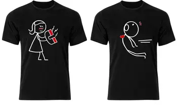 Magnet Lásky postavičky Srdce Funny Valentine 14 Párů Odpovídající T Košile Karikatura t tričko pánské Unisex Nové Módní tričko