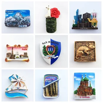 Magnety na lednici, Suvenýry Malajsie Portugalsko Německo San Marino spojené KRÁLOVSTVÍ Katar, Řecko, Paříž, Itálie Chladničky Samolepky Home Decor
