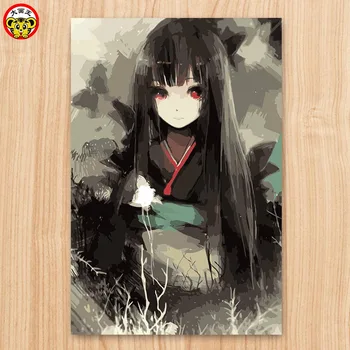 Malování podle čísel umění malovat podle počtu Sakra holka Yan magic love Anime Girl Dekorativní malby Zbarvení Digitální Obraz manua