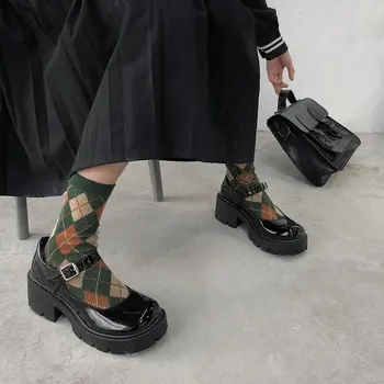 Malé kožené boty ženy 2020 jarní modely Mary Jane boty dámské Japonské vysoké podpatky retro platforma boty ženy