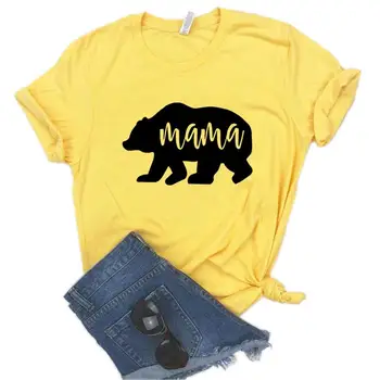 Mama Bear Dámské tričko Cotton Hipster Vtipné tričko Dárkové Lady Yong Dívka, 6 Barev Top Tee ZY-605