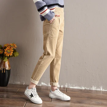 Manšestrové Kalhoty Harém Ženy Podzim Zima Korean Vysokým Pasem Kalhoty Plus Velikosti Ženy Streetwear Pantalones Mujer Tepláky
