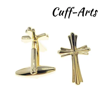 Manžetové knoflíčky pro Muže Cross manžetové Knoflíčky Zlaté Pánské Manžetový Šperky Pánské Dárky Vintage manžetové Knoflíčky Gemelos tím, Cuffarts C10325