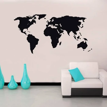 Mapa světa Vzorníku Silueta Samolepky na Zeď pro Obývací Pokoj Umění nástěnné Malby Vinyl Zeď Nálepky Ložnice Pozadí Domova Samolepka L423