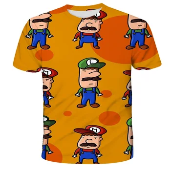 Mario 3D nové barevné malované pánské tričko 3D tištěné T-košile, kolem krku módní T-shirt, pánské a dámské tričko, kreslený T-shir