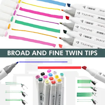 Marker Pen TouchFive 48/60/80/168 Barvy Dual Tip Art Zásoby Alkoholu fix pro Kreslení, Skicování Dospělé a Pro Děti Animace