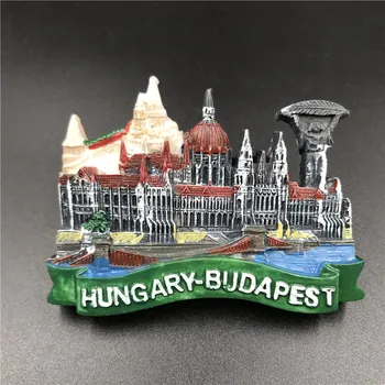 Maďarsko Budapest Panorama Magnet Lednička Dekor Pryskyřice Magnetické Turistický Suvenýr Řemesla Bytové Dekorace, Doplňky