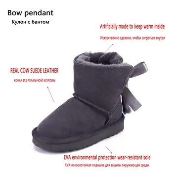 MBR PLATNOST Módní Klasické Australské Děti Dívky Originální Kožené Teplé Zimní Snow Boty Pro Děti Boty pro Dítě Chlapci Bavlny Boot