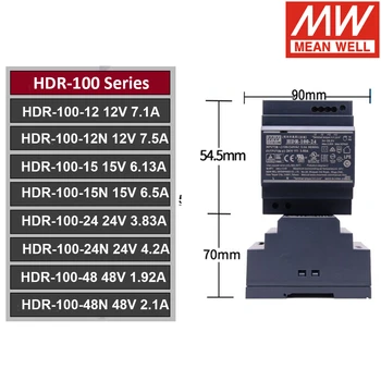 MEAN WELL na DIN Lištu napájení supply12v 24v 5V 15V 24V 48V HDR-15 HDR-30 HDR-60 HDR-100 HDR-150 Meanwell LED Driver HDR-150-24