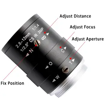 Megapixel 2.8-12mm Varifokální HD Bezpečnostní Kamera Objektiv Manuální Zoom A Ostření CS Mount