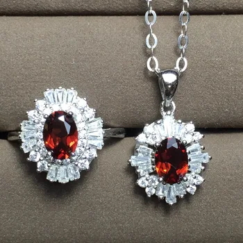 [MeiBaPJ Jemné Kvalitní Přírodní Červený Granát Drahokam Módní Šperky set pro Ženy Real 925 Sterling Silver Kouzlo Jemné Šperky