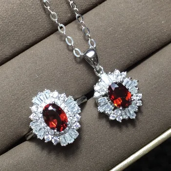 [MeiBaPJ Jemné Kvalitní Přírodní Červený Granát Drahokam Módní Šperky set pro Ženy Real 925 Sterling Silver Kouzlo Jemné Šperky